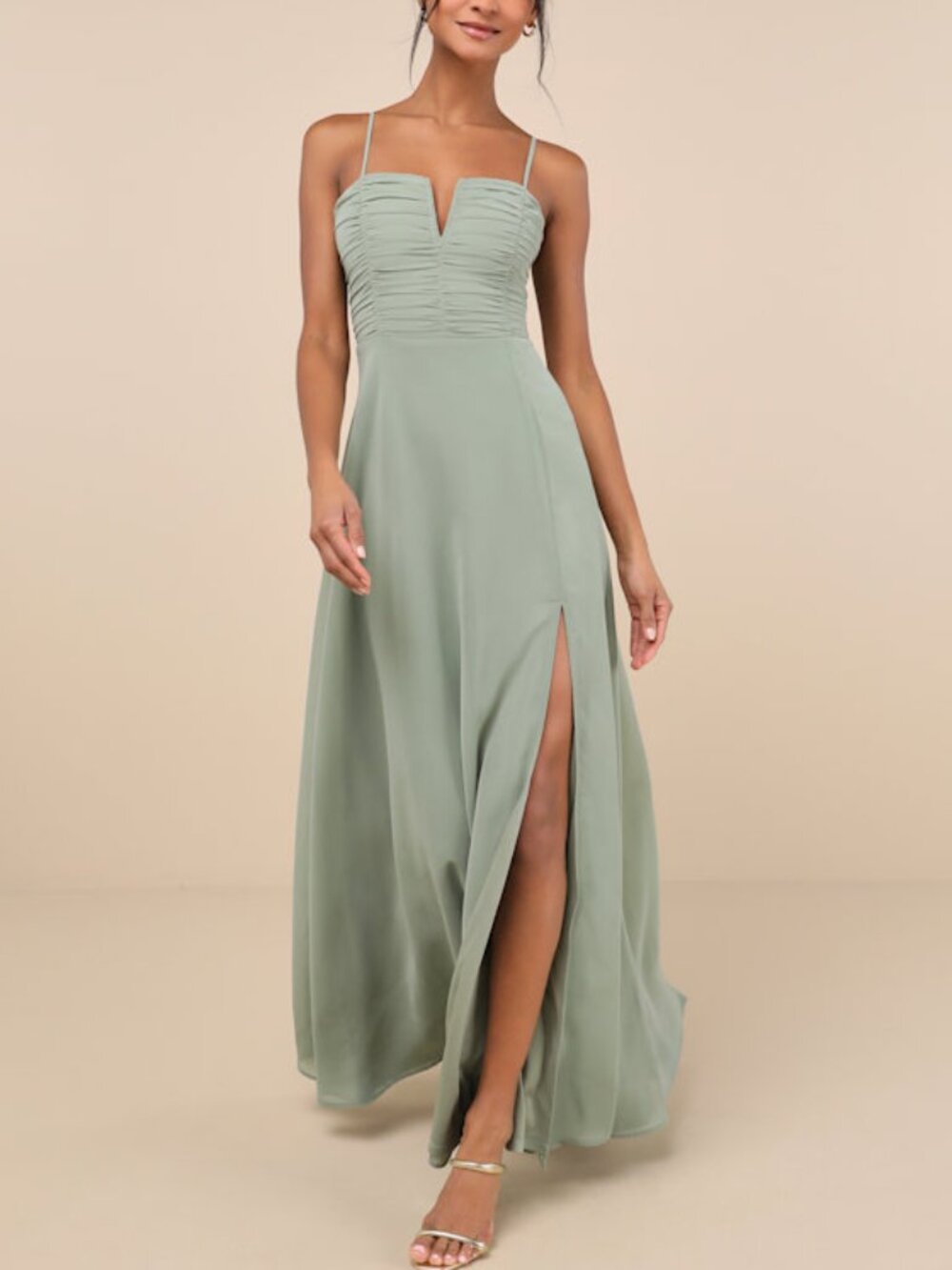 Lulus Sweeney Sage Brush Sleeveless Maxi Dress Green - Size S